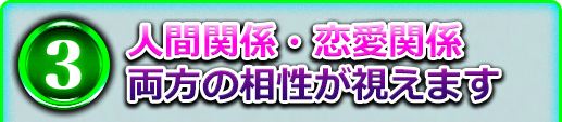 3 人間関係・恋愛関係両方の相性が視えます